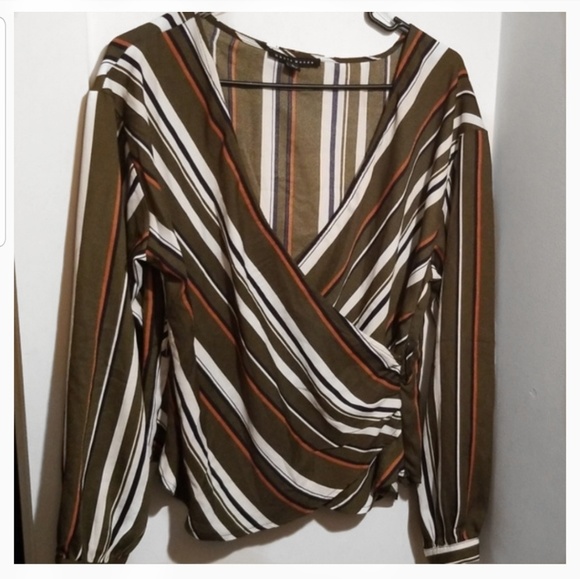 Haute Monde multi colored striped wrap blouse - Picture 1 of 5